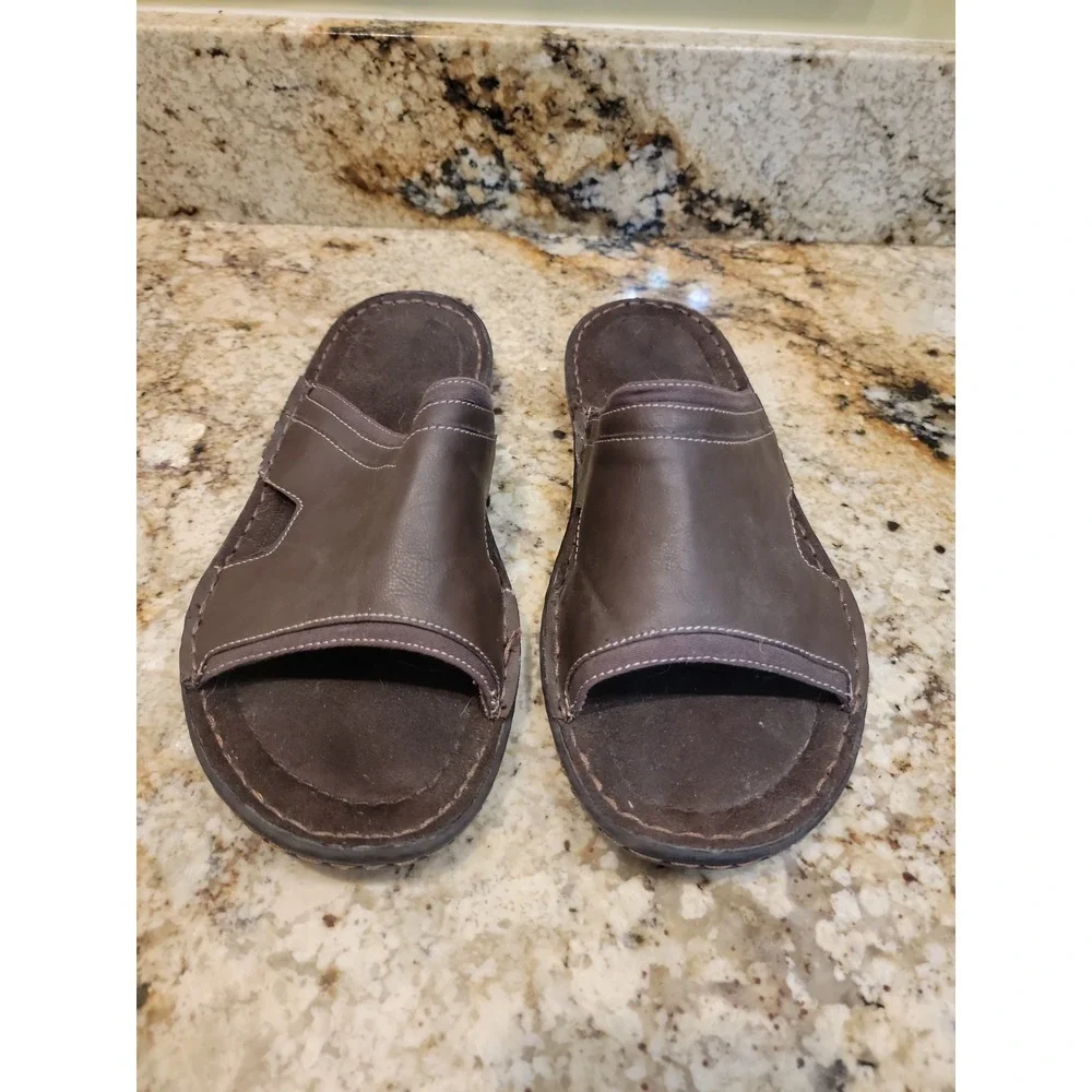 Aldo Men's Genuine Leather Slip On Sandals Slides Brown Size US 9.5